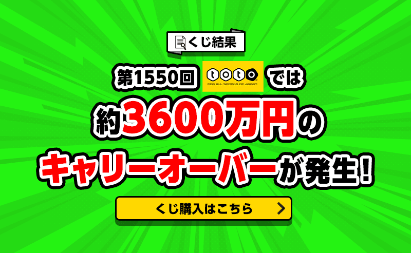 第1550回totoで約3600万円のキャリーオーバーが発生！